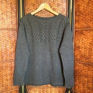 Roots Grey Cable Knit Wool Blend Pullover Sweater S